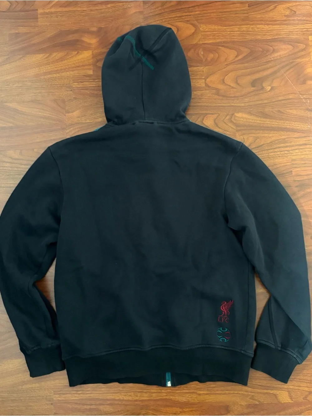 Y2K 2000s Liverpool FC Adidas Sample 1/1 Black Zip Up Hoodie Teamgeist Football